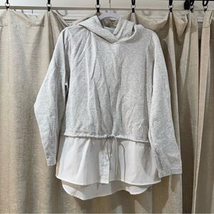 Athleta Gray and White Layered Hoodie Top